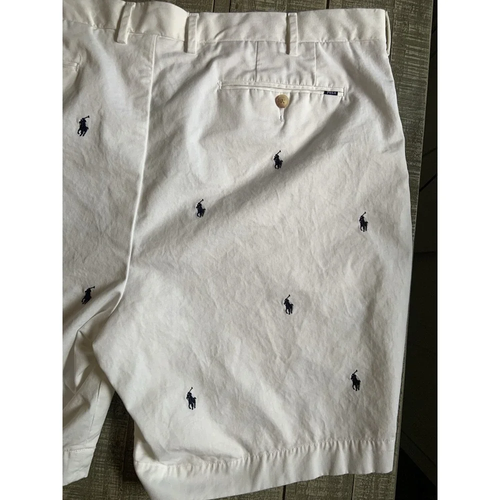 Polo Ralph Lauren White All Over Pony Shorts Size 42 Stretch Classic Fit 9